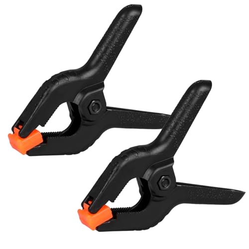 Romeda 2 Pack Spring Clamps, 8.5inch Plastic Clips, Small Backdrop Clips, Clamps Heavy Duty, Spring Clips for Crafts, Backdrop Stand, Woodworking, Photography Studios (Black) - Image 1