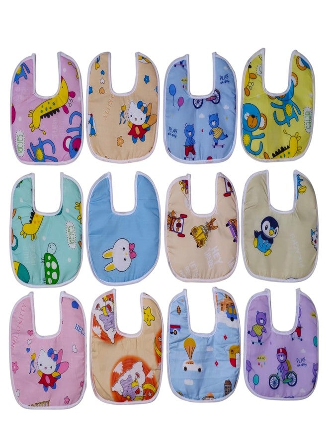 JOY'S E-STORE Assorted Baby Bibs for 0-24 Months | Set of 12 Soft Cotton Waterproof Feeding Bibs for Newborns, Infants & Toddlers | Reusable, Washable & Absorbent - 803 Combo P12 - Image 1
