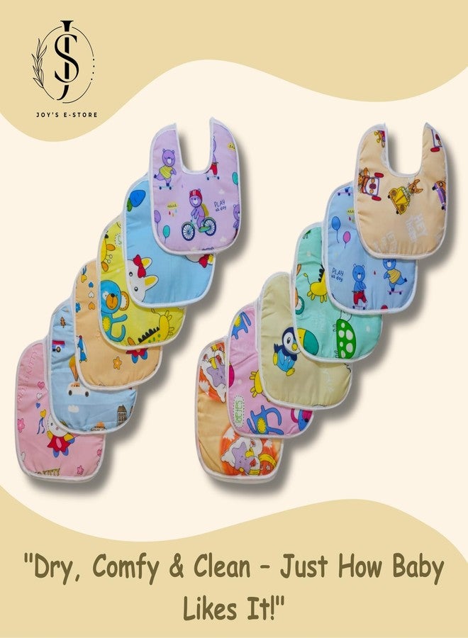 JOY'S E-STORE Assorted Baby Bibs for 0-24 Months | Set of 12 Soft Cotton Waterproof Feeding Bibs for Newborns, Infants & Toddlers | Reusable, Washable & Absorbent - 803 Combo P12 - Image 2