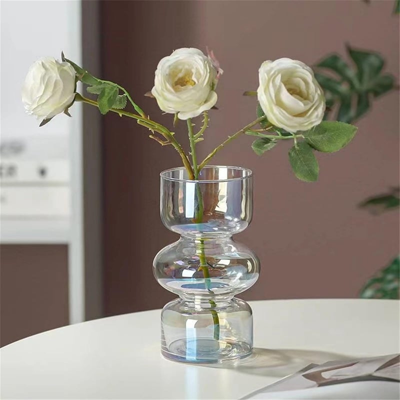 JSPYFITS مزهريات عصرية من إنستغرام، مزهرية زجاجية مائية للزهور، مزهرية توليب، مزهرية زجاجية فقاعية للزهور، مزهرية زجاجية ثلاثية الطبقات للديكور، مزهرية زجاجية هندسية للمنزل، المكتب، حفلات الزفاف، الحفلات (متقزح اللون) - Image 2