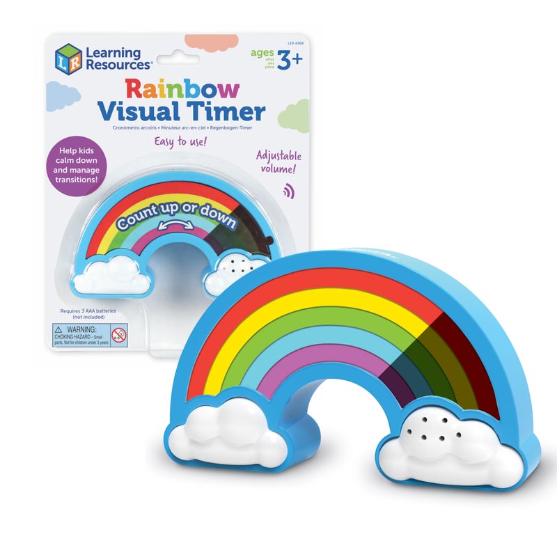 Learning Resources Rainbow Visual Timer - Time Management for Children, Audio and Visual Alarms, Schedule for Kids, Social Emotional Learning Skills, Countdown for Teachers, Classroom Must Haves - Image 1