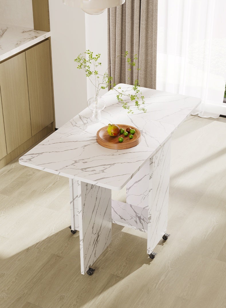 Generic Folding Dining Table Drop Leaf Table with 6 Wheels, Kitchen Table with 2-Layer Storage Shelves, Multifunctional Extension Space Saving Dinner Table for Bedroom Dining Room Home  - Image 1