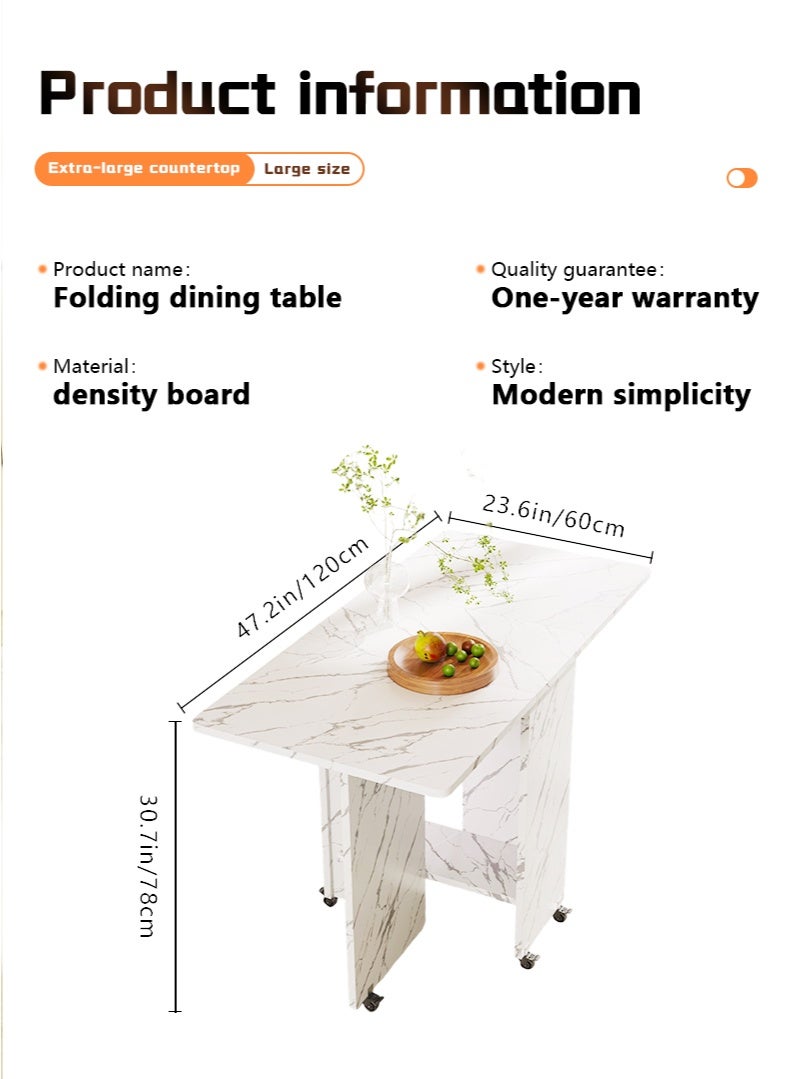 Generic Folding Dining Table Drop Leaf Table with 6 Wheels, Kitchen Table with 2-Layer Storage Shelves, Multifunctional Extension Space Saving Dinner Table for Bedroom Dining Room Home  - Image 4