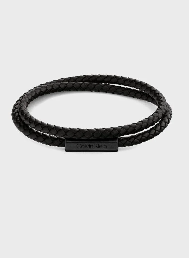 CALVIN KLEIN Bracelet with Double-Wrap Leather