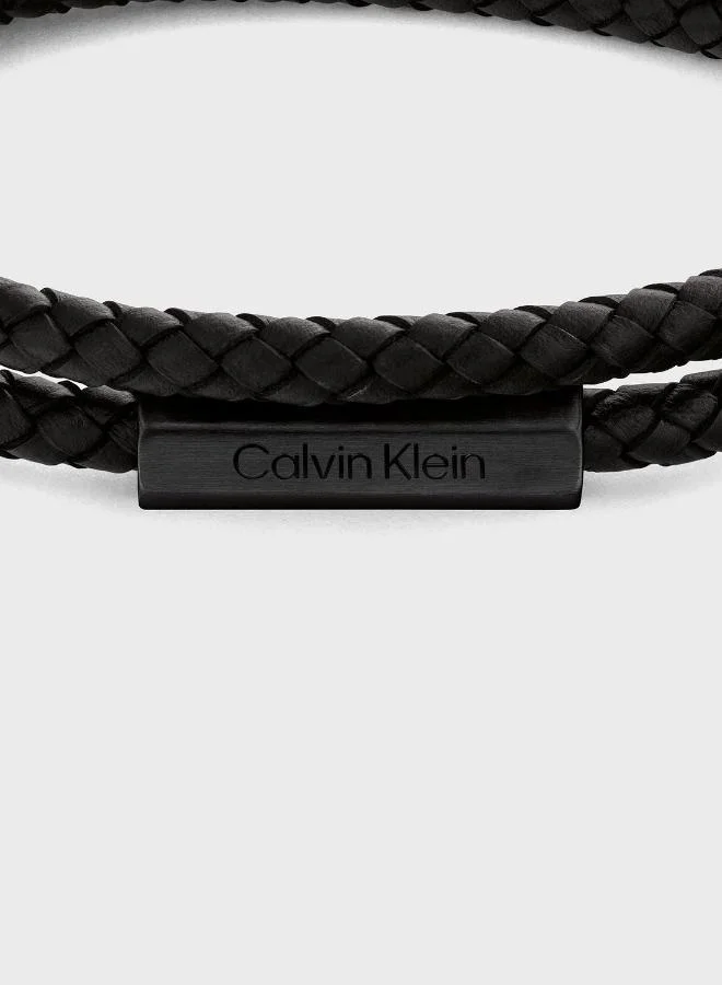 CALVIN KLEIN Bracelet with Double-Wrap Leather