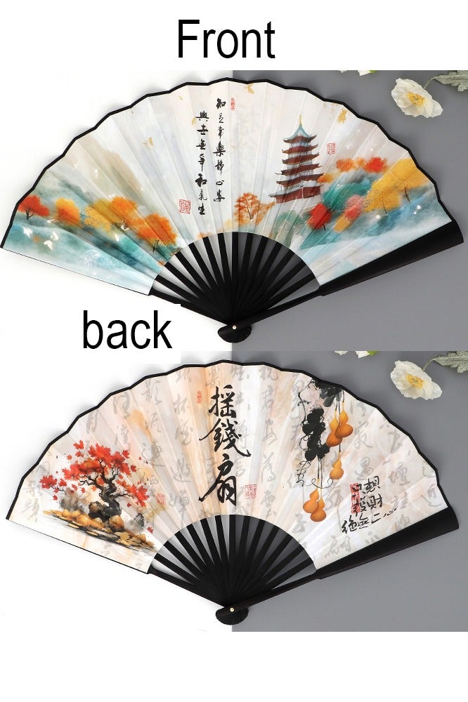 liannaner Chinese Traditional Embroidery Hanfu Kids Costume - Boys Ancient Dynasty Floral Robe with Fan Performances, Cultural Events & School Plays - Image 2