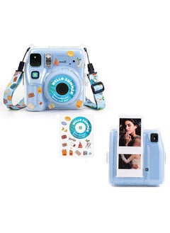 أو أوزون حافظة شفافة لكاميرا Fujifilm Instax Mini SE الفورية | غطاء حماية صلب من البولي كربونات مع جيب فيلم + ملصق لطيف وحزام قابل للإزالة - شفاف  - Image 1