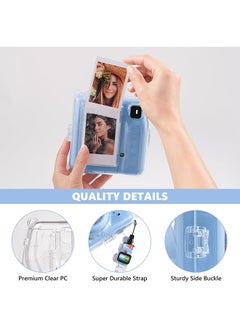 أو أوزون حافظة شفافة لكاميرا Fujifilm Instax Mini SE الفورية | غطاء حماية صلب من البولي كربونات مع جيب فيلم + ملصق لطيف وحزام قابل للإزالة - شفاف  - Image 2