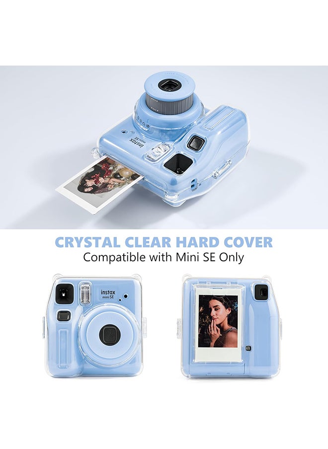 O Ozone Clear Case for Fujifilm Instax Mini SE Instant Camera | Protective Hard PC Cover with Film Pocket + Cute Sticker & Removable Strap - Clear  - Image 4