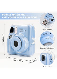 أو أوزون حافظة شفافة لكاميرا Fujifilm Instax Mini SE الفورية | غطاء حماية صلب من البولي كربونات مع جيب فيلم + ملصق لطيف وحزام قابل للإزالة - شفاف  - Image 3
