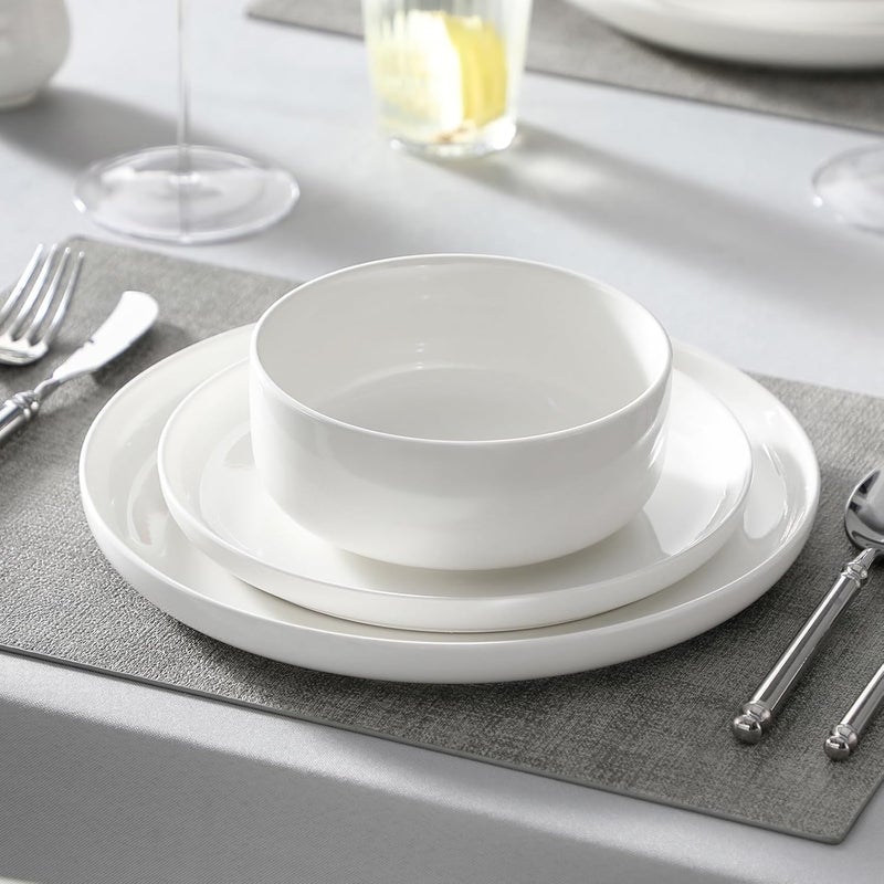 MALACASA LUNA Series 18 Piece White Porcelain Dinner Set for 6 People with Flat Plates, Dessert Plates, Cereal Bowls, Round Dinnerware Set - Image 5