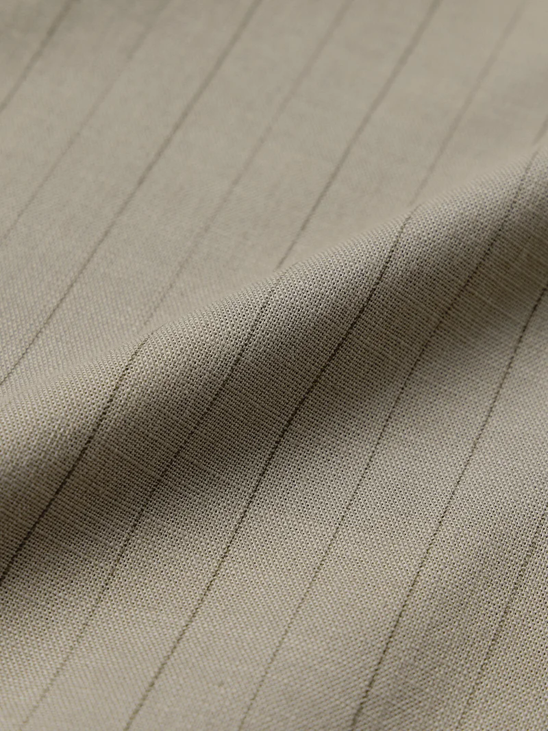 The Souled Store  The Souled Store Pleated Striper Pants: Khaki Men and Boys Pinstripe Poly-Viscose Blend Straight Fit Pleated Front Elastic Back Waistband Trousers  | Best Price UAE