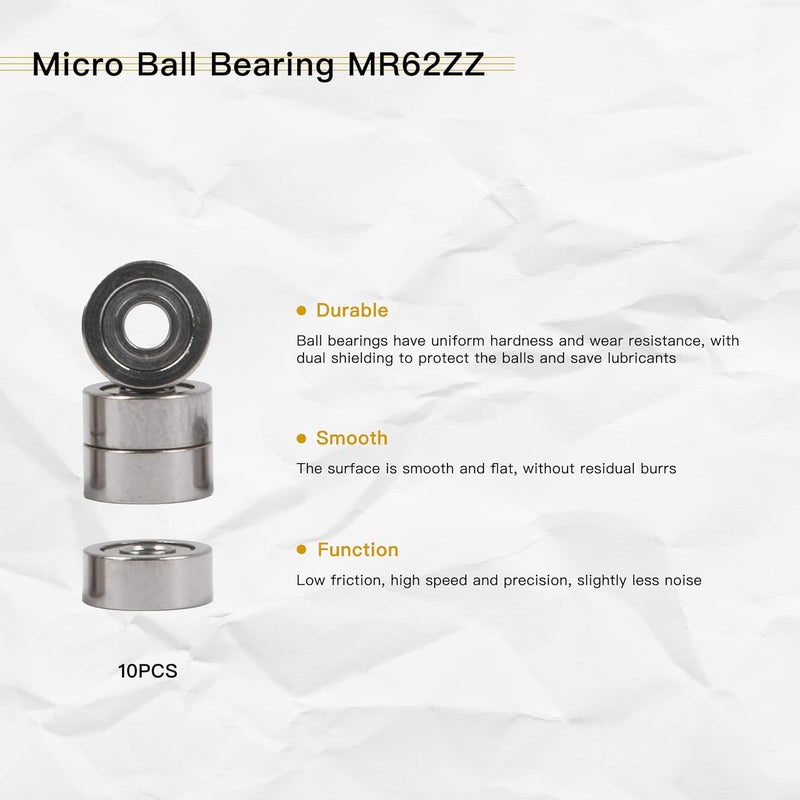 CNBTR 10PCS 2x6x2.5mm Bearing Steel Mini Groove Ball Bearings Sliding Wheels MR62ZZ Bearing Steel Miniature Ball Bearing for Power Tools, DIY Industry - Image 3