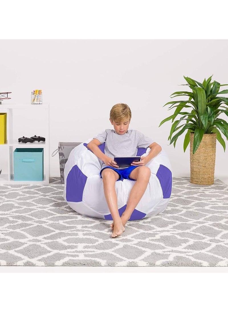 Comfy COMFY PVC WHITE & PURPLE FOOTBALL CLASSIC BEAN BAG WITH BEANS FILLING  - Image 3