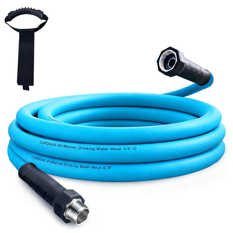 Cupohus RV Water Hose 15FT with Strain Relief Ends KinkResistant Drinking Water Hose 58ID Potable Food Grade Hose with Storage Strap for RV Marine Camper Truck Car Garden - Image 2