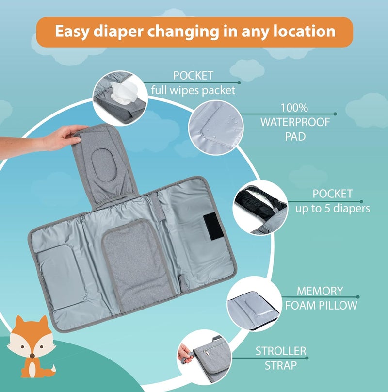 LILFOX Portable Changing Pad - One-Hand Diaper Change Pad for Baby Diaper Bag or Changing Table. Unisex Baby Shower Gifts, Newborn Essentials - Image 3