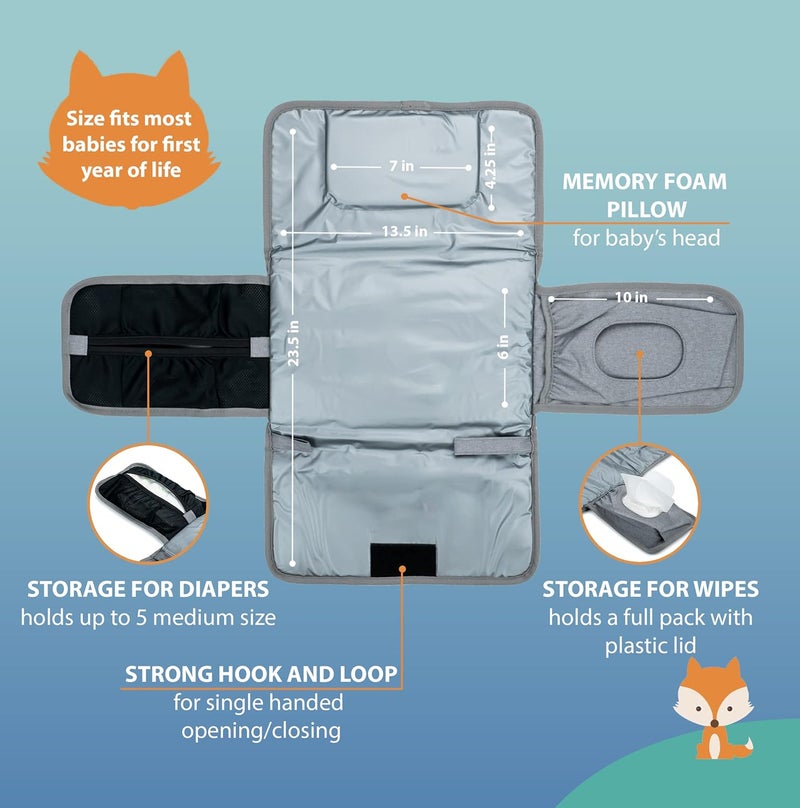 LILFOX Portable Changing Pad - One-Hand Diaper Change Pad for Baby Diaper Bag or Changing Table. Unisex Baby Shower Gifts, Newborn Essentials - Image 5