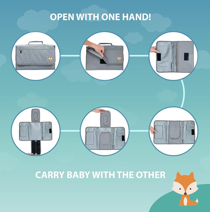 LILFOX Portable Changing Pad - One-Hand Diaper Change Pad for Baby Diaper Bag or Changing Table. Unisex Baby Shower Gifts, Newborn Essentials - Image 4