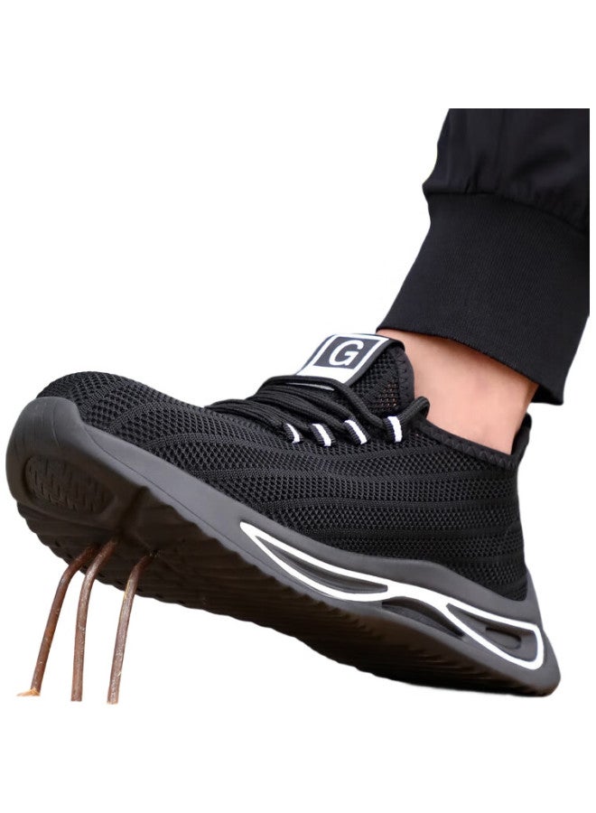 JUNBU Safety Shoes For Men, Summer Breathable Steel Toe Cap, Anti-Smashing, Anti-Puncture, Lightweight, Odor-Resistant, Construction Site Work Shoes 1080S Size 41 - Image 1