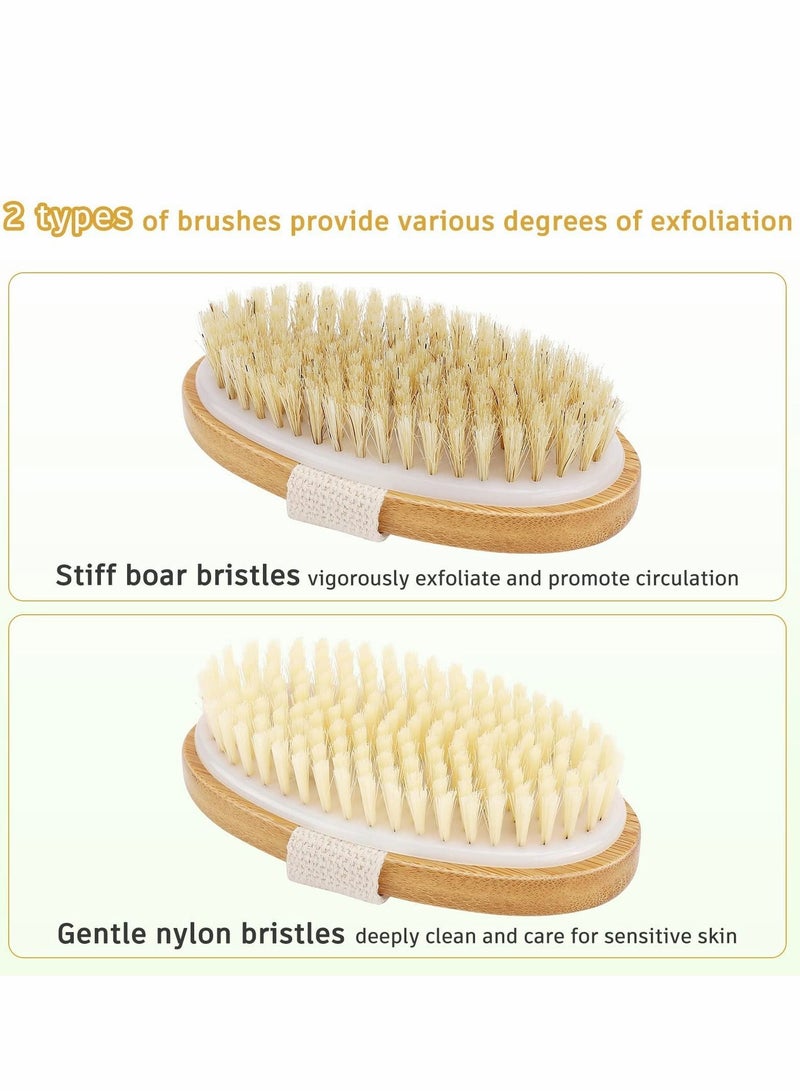 Excefore Body Brush Set for Wet or Dry Brushing - Natural Bristle Dry Brush for Exfoliating Skin - Image 3