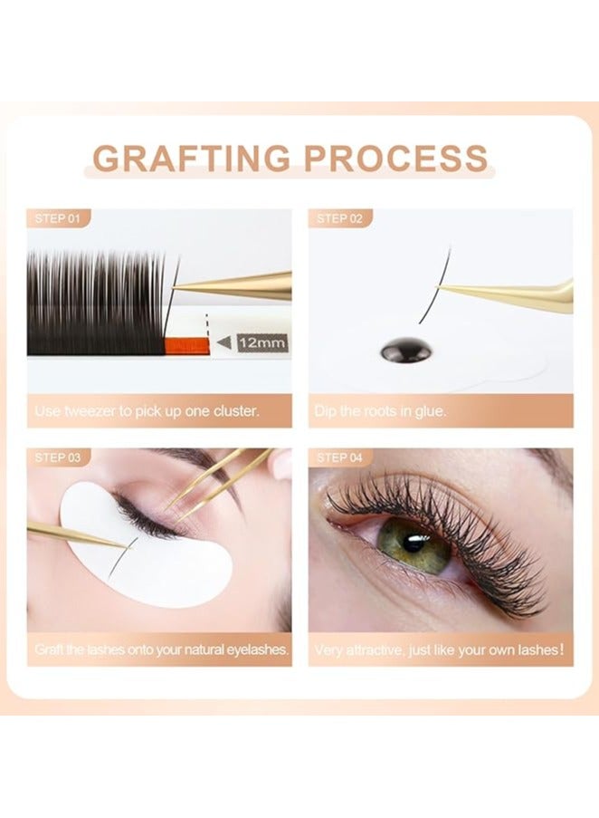 ملحقات الرموش 0.10 عمق 9 ملم علبة المزج 12 صف رموش فردية لتمديد الرموش لفة رموش فردية - Image 3