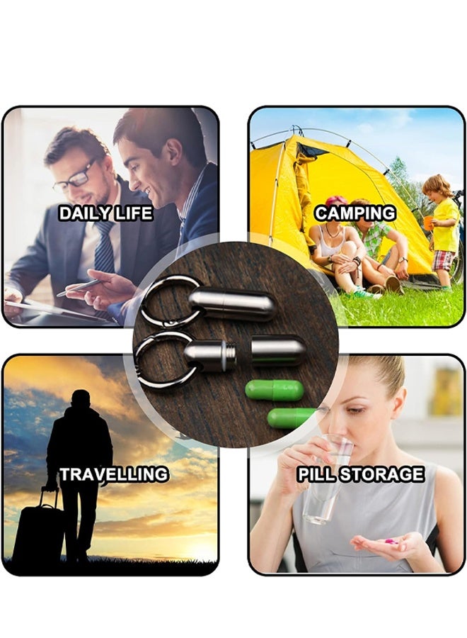 Titanium Keychain Pill Holder, Waterproof Mini Portable Pill Case Silver - Image 3