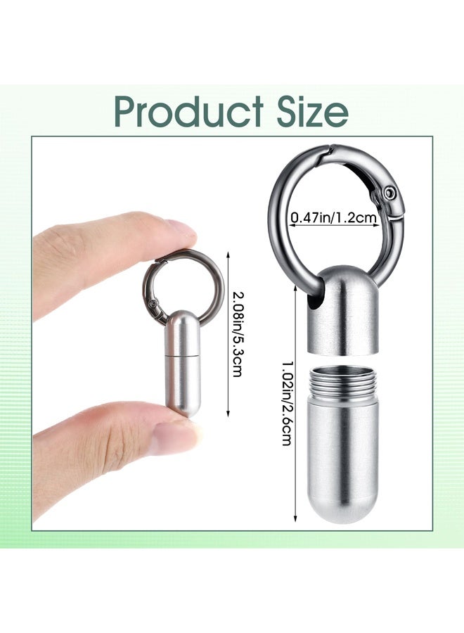 Titanium Keychain Pill Holder, Waterproof Mini Portable Pill Case Silver - Image 2