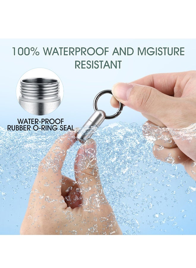Titanium Keychain Pill Holder, Waterproof Mini Portable Pill Case Silver - Image 5