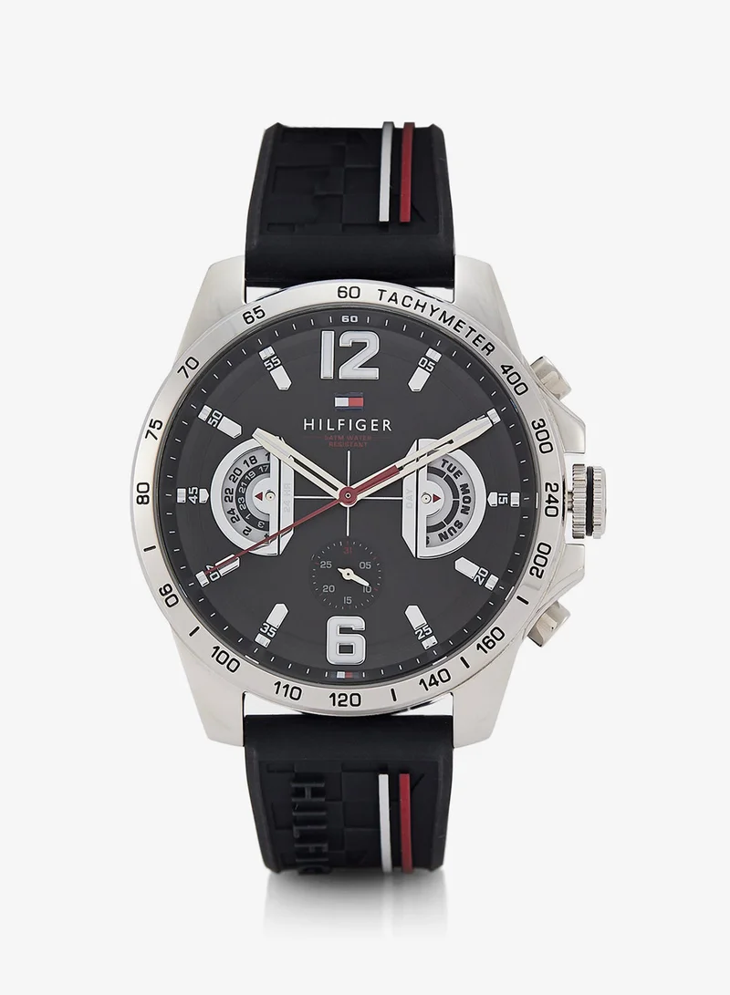 TOMMY HILFIGER Mens Analog Multifunction Quartz Watch With Black Silicone Bracelet - 1791473
