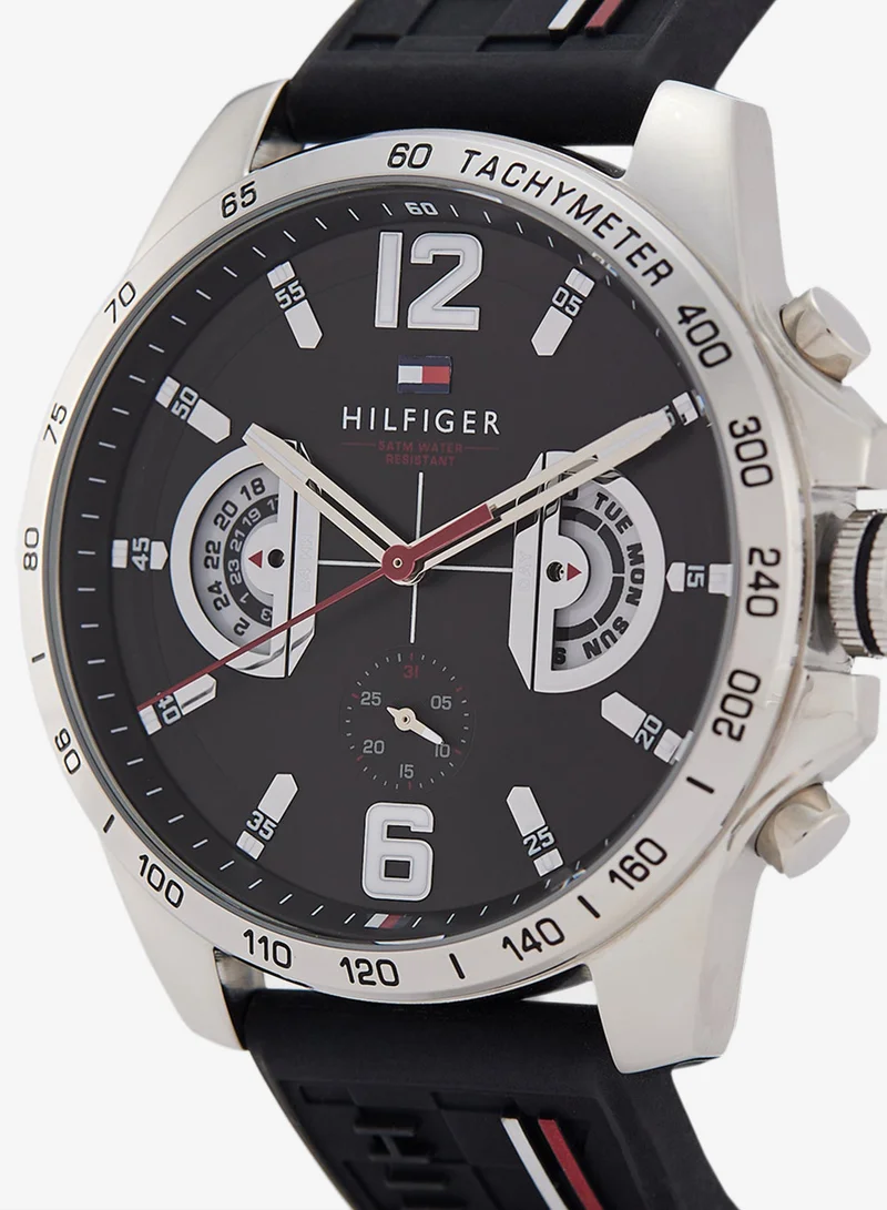 TOMMY HILFIGER Mens Analog Multifunction Quartz Watch With Black Silicone Bracelet - 1791473