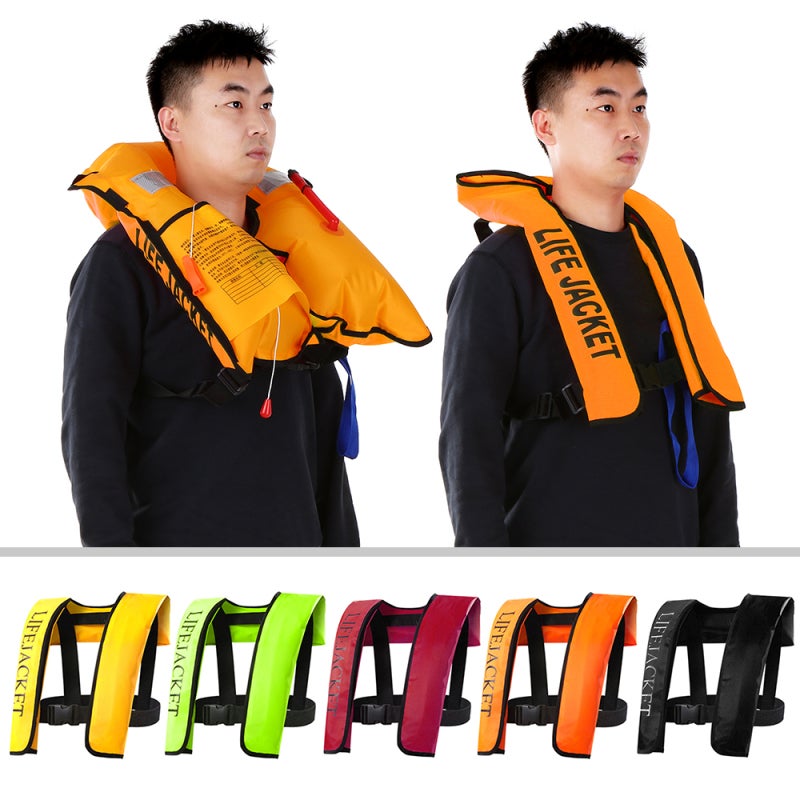 Auto Inflatable Life Vest: Orange Lightweight Durable TPU Nylon Fabric - Auto Inflates When Immersed With Reflective Elements & Emergency Whistle for Adult Water Sports, Kayaking, Boating, Swimming - Image 5