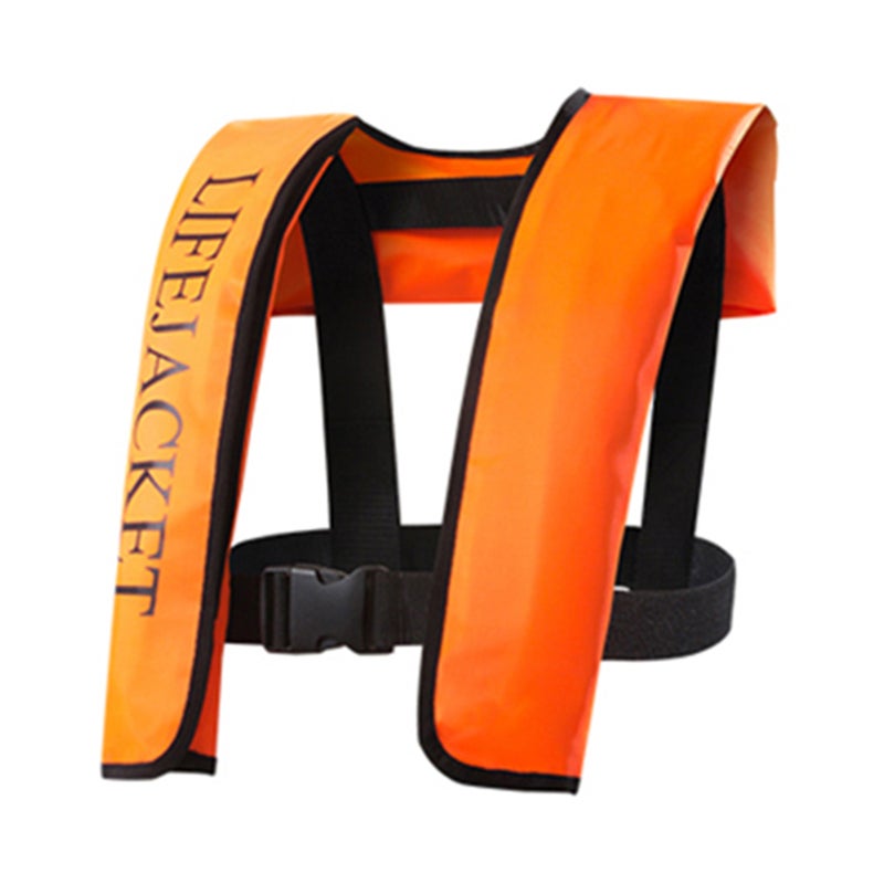 Auto Inflatable Life Vest: Orange Lightweight Durable TPU Nylon Fabric - Auto Inflates When Immersed With Reflective Elements & Emergency Whistle for Adult Water Sports, Kayaking, Boating, Swimming - Image 1