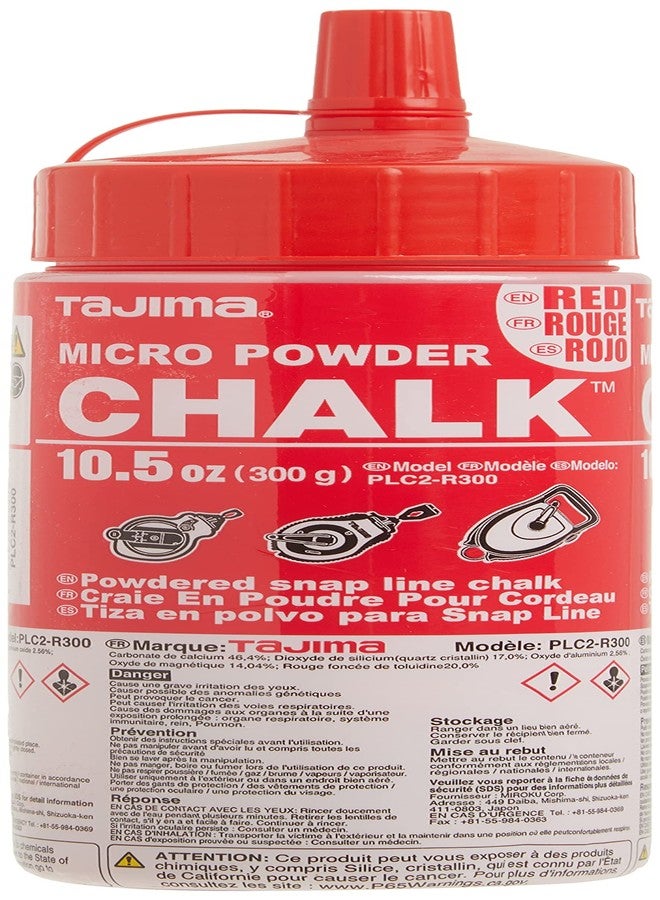 TAJIMA Micro Chalk - Red 10.5 oz (300g) Ultra-Fine Snap-Line Chalk with Durable Bottle & Easy-Fill Nozzle - PLC2-R300 - Image 4