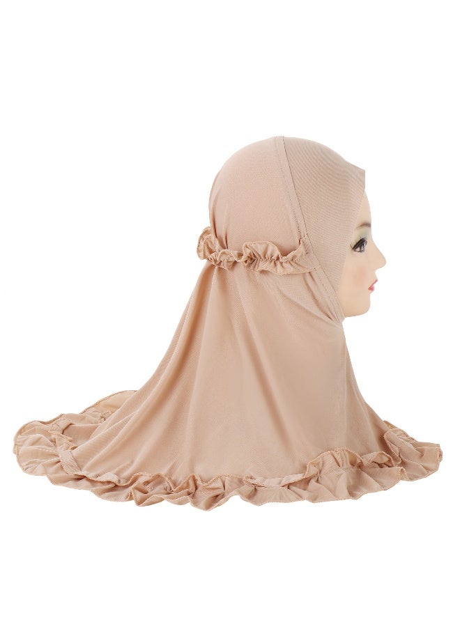 NIBEMINENT Hijab Scarf Girls Kids Ruffle Lotus Leaf Hijabs Solid Color Head Scarfs for Baby  - Image 1