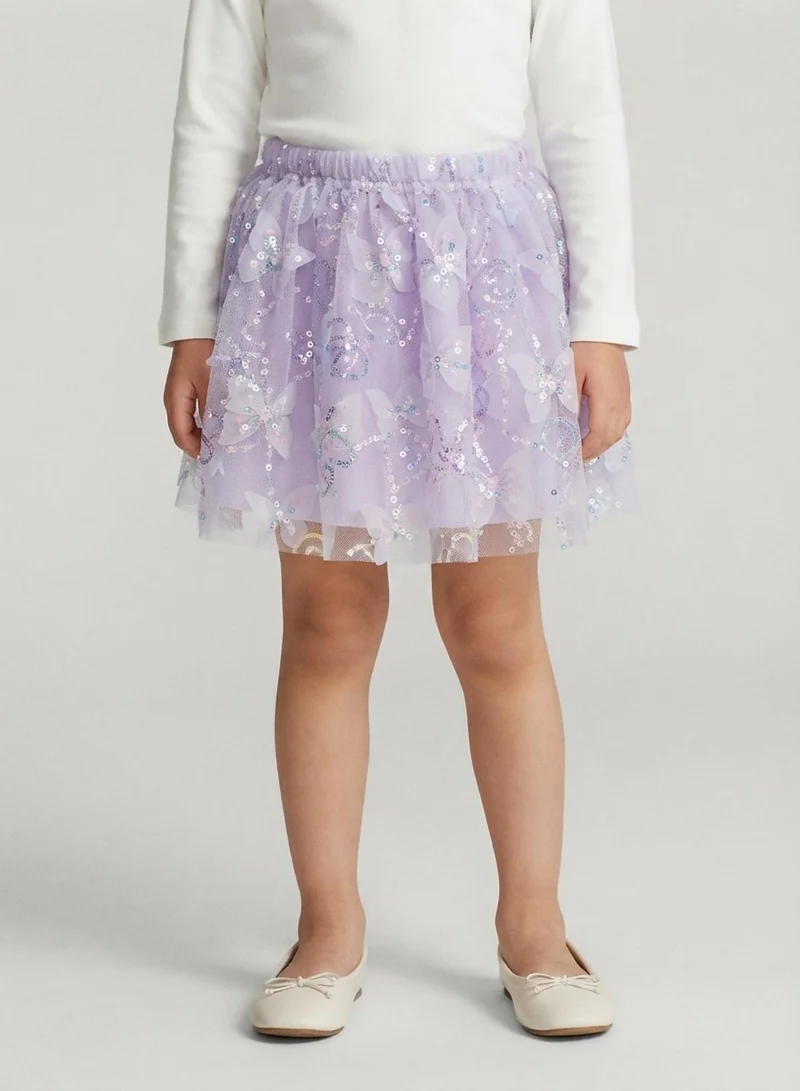 Babyqlo Girls Lilac Butterfly Sequin Tulle Party Skirt