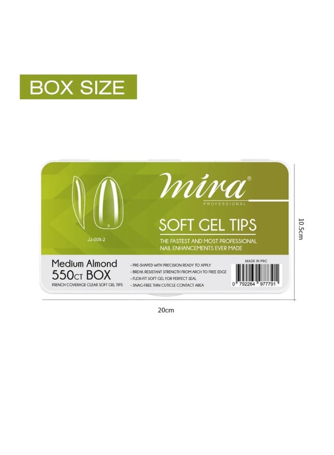 Mira Professional Clear Soft Gel Nail Tips Medium Almond Shape 550pcs per Box - Image 2