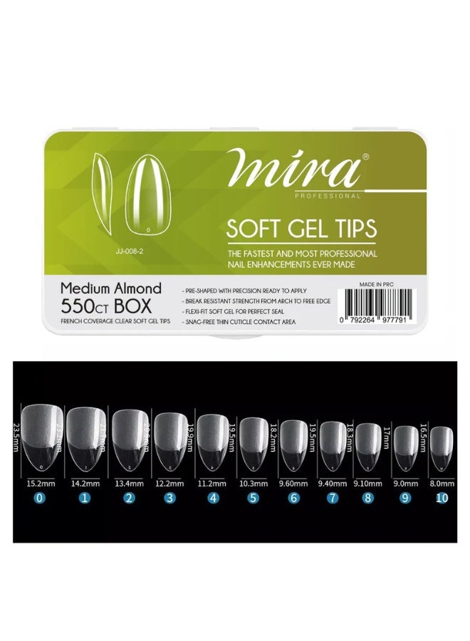 Mira Professional Clear Soft Gel Nail Tips Medium Almond Shape 550pcs per Box - Image 3