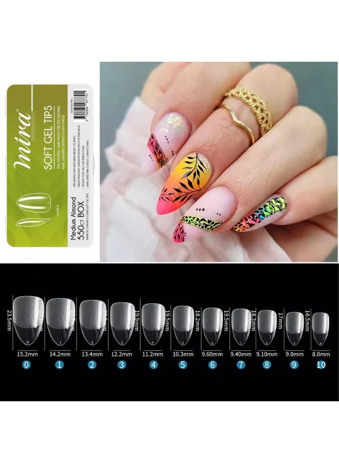 Mira Professional Clear Soft Gel Nail Tips Medium Almond Shape 550pcs per Box - Image 4