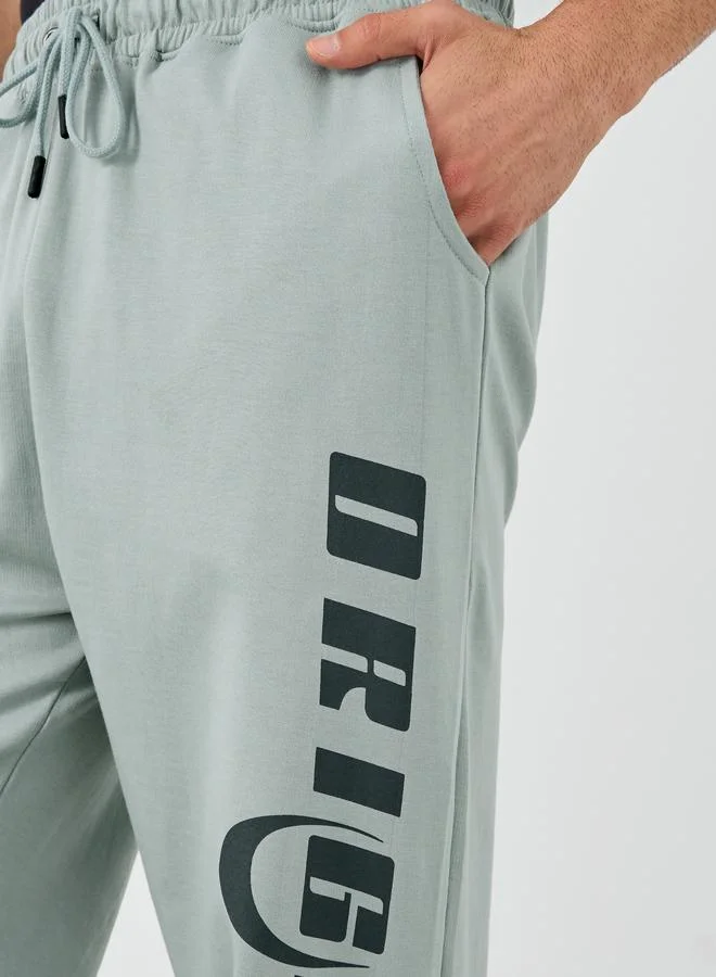 Styli Styli Textured Slogan Print Oversized Joggers
