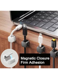 erorex 6 Pcs Cable Management Organizer Desk Wall Cable Clip Adhesive Wire Holder Magnetic Cable Organizer Desktop Mouse Cable Home Use Simple Cable Winder White  - Image 2