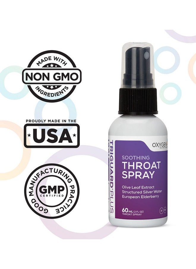 Oxygen Nutrition - Triguard Plus Throat Spray ; Elderberry Extract Olive Leaf Extract And Colloidal Silver Water 3In1 Immune Support Throat Spray ; Powerful Immune System Booster ; Great Taste 2Oz / 60Ml - Image 1