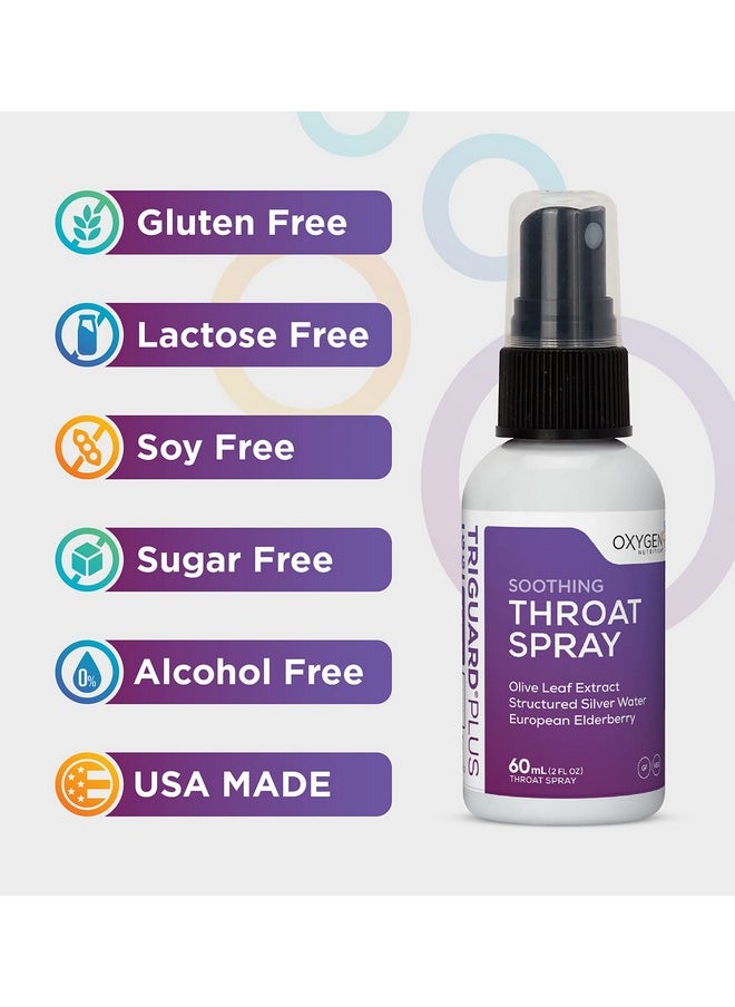 Oxygen Nutrition - Triguard Plus Throat Spray ; Elderberry Extract Olive Leaf Extract And Colloidal Silver Water 3In1 Immune Support Throat Spray ; Powerful Immune System Booster ; Great Taste 2Oz / 60Ml - Image 1