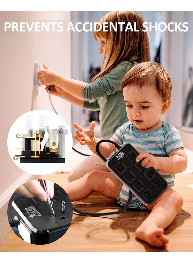 APS Outdoor Power Strip Weatherproof, Waterproof Surge Protector with 8 Wide Outlet with 3 USB Ports, 10FT Extension Cord,1875W Overload Protection,Outlet Extender for Christmas Lights ETL Listed Black - Image 5