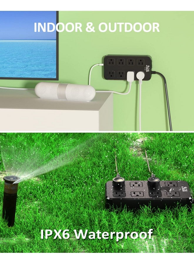 APS Outdoor Power Strip Weatherproof, Waterproof Surge Protector with 8 Wide Outlet with 3 USB Ports, 10FT Extension Cord,1875W Overload Protection,Outlet Extender for Christmas Lights ETL Listed Black - Image 4