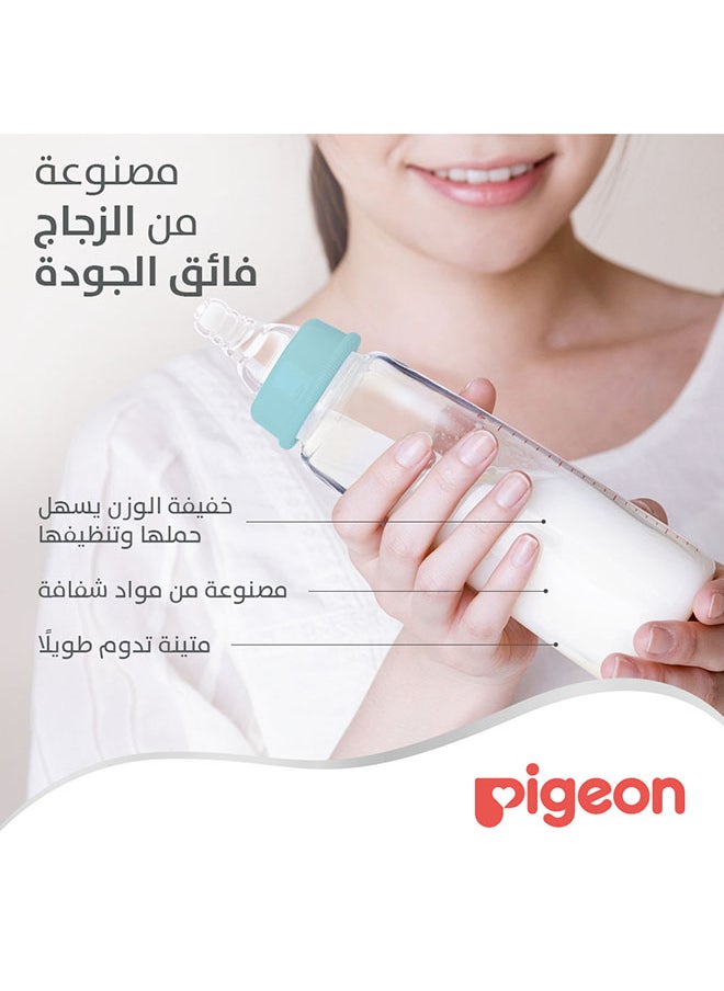 pigeon - Slim Neck Glass Bottle White Cap - 240ML - Assorted - Image 1