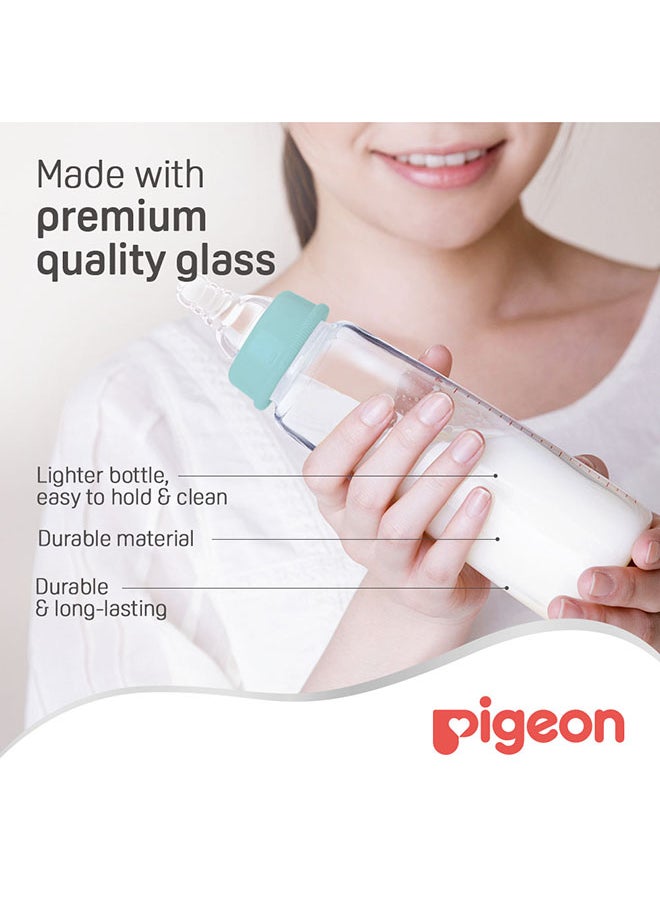 pigeon - Slim Neck Glass Bottle White Cap - 240ML - Assorted - Image 1