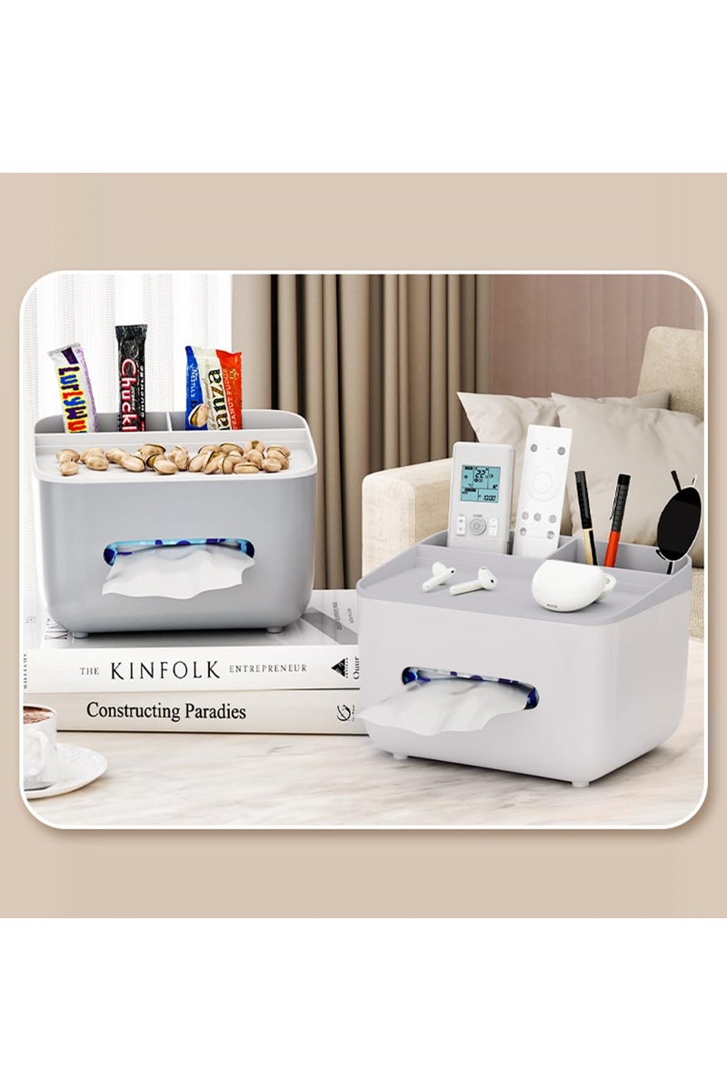 Desktop tissue storage box, multifunctional container with mobile phone holder, desktop stationery storage tissue box, suitable for living room, office, bedside table, dressing table, bedroom, bathroom - Image 2