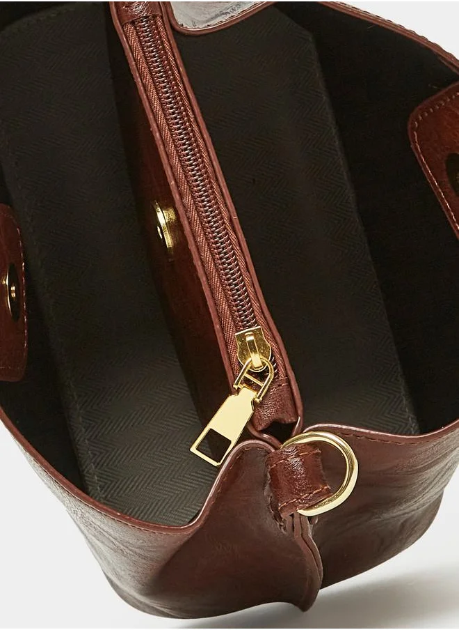 Styli Retro Ethnic Strap Bucket Bag