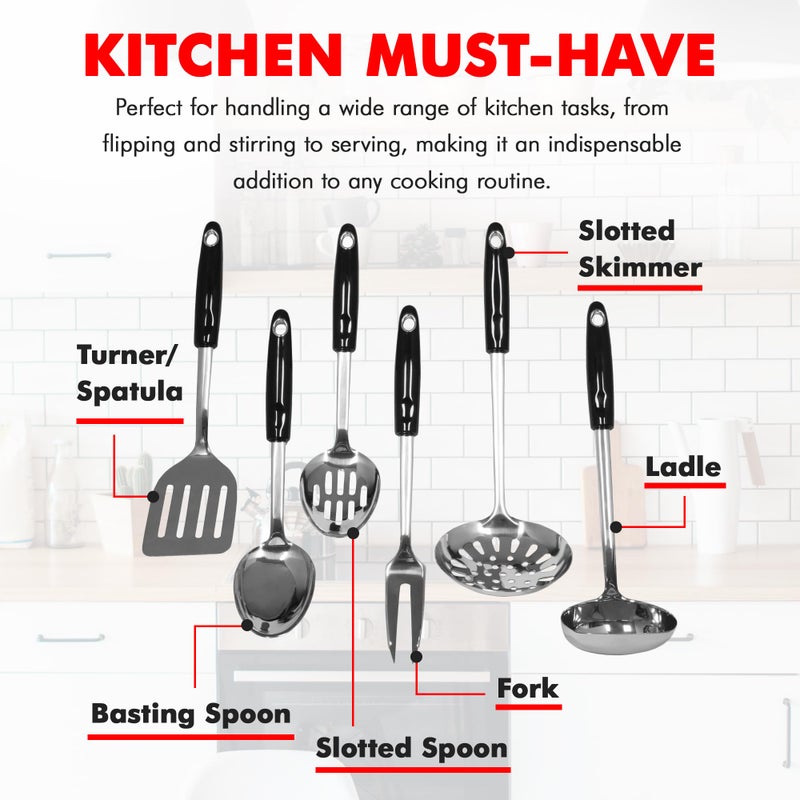 Chef Craft Heavy Duty Kitchen Tool and Utensil Set, 6 Piece, Stainless Steel - Image 4
