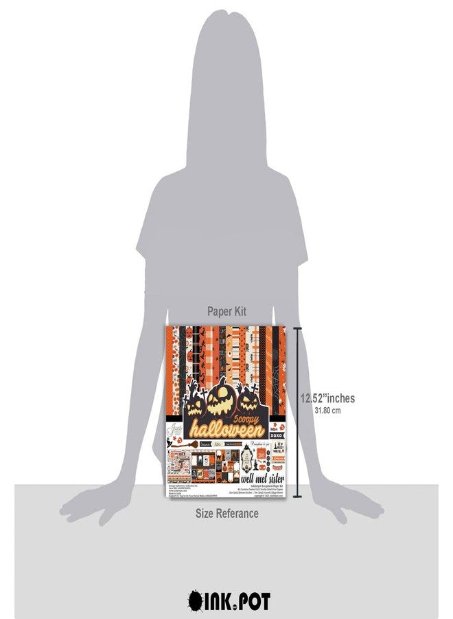 Inkdotpot Black Orange Halloween Theme Collection Double,Sided Scrapbook Paper Kit Cardstock 12"x12" Card Making Paper Pack of with Sticker Sheet - 16 Pages - Orange & Black - Image 4